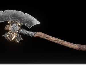 Viking battle ax game ready low poly Modèle 3D