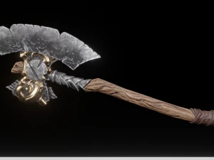 Viking battle ax game ready low poly 3D Model