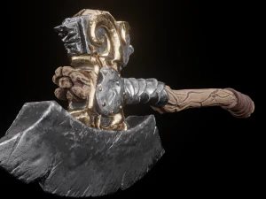 Viking battle ax game ready low poly 3D Model