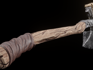Viking battle ax game ready low poly Modèle 3D