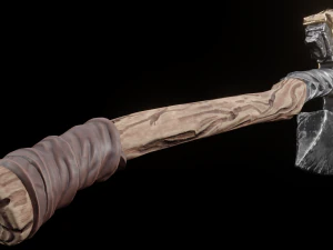Viking battle ax game ready low poly 3D Model