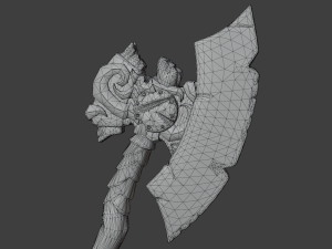 Viking battle ax game ready low poly Modèle 3D