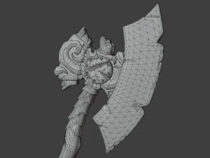 Viking battle ax game ready low poly 3D Model