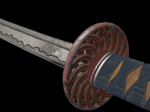 Stylized rusty katana with jeans handle PBR low-poly game ready Free low-poly 3D मॉडल