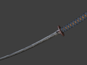 Stylized rusty katana with jeans handle PBR low-poly game ready Free low-poly 3D Model