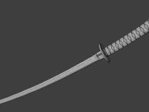 Stylized rusty katana with jeans handle PBR low-poly game ready Free low-poly 3D Model