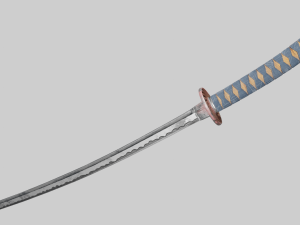 Stylized rusty katana with jeans handle PBR low-poly game ready Free low-poly 3D Model