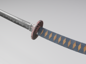 Stylized rusty katana with jeans handle PBR low-poly game ready Free low-poly 3D Model