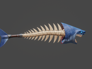 Stylized shark bone sword mace low poly game ready with rig animation 3D Models
