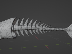 Stylized shark bone sword mace low poly game ready with rig animation 3D Model