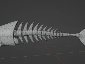 Stylized shark bone sword mace low poly game ready with rig animation 3D Model