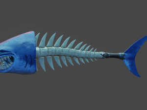 Stylized shark bone sword mace low poly game ready with rig animation 3D Model