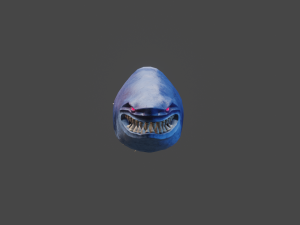 Stylized shark bone sword mace low poly game ready with rig animation 3D Model