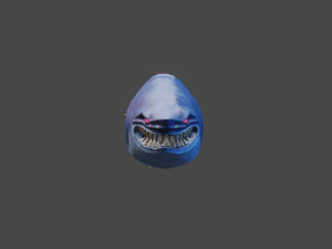 Stylized shark bone sword mace low poly game ready with rig animation 3D Model