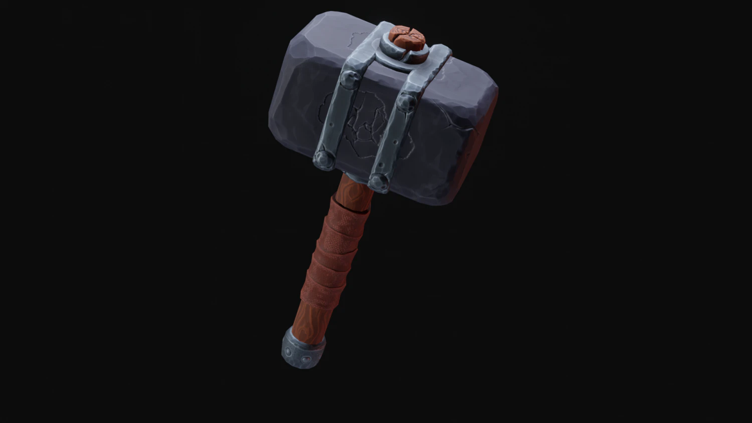 Stylized Hammer Low poly game ready 3D Model .c4d .max .obj .3ds .fbx .stl .blend 