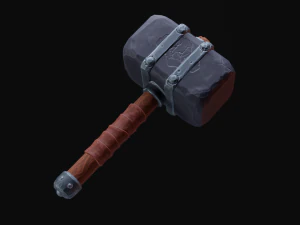 Stylized Hammer Low poly game ready 3D Model