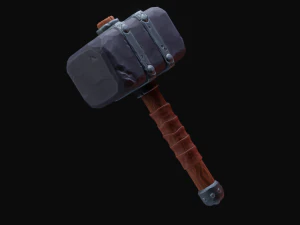 Stylized Hammer Low poly game ready 3D Model