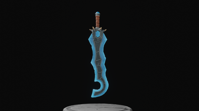 Stylized Crystal Sword with Oni bones PBR low-poly game ready model 3D Model .c4d .max .obj .3ds .fbx .stl .blend 