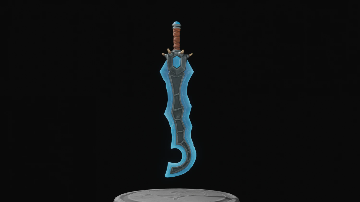 Stylized Crystal Sword with Oni bones PBR low-poly game ready model 3D Model .c4d .max .obj .3ds .fbx .stl .blend 