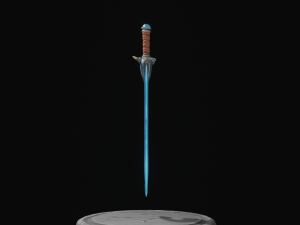 Stylized Crystal Sword with Oni bones PBR low-poly game ready model 3D Model