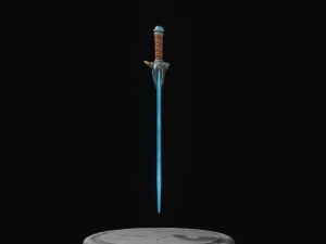 Stylized Crystal Sword with Oni bones PBR low-poly game ready model 3D Model