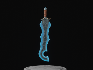 Stylized Crystal Sword with Oni bones PBR low-poly game ready model 3D Model