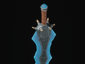 Stylized Crystal Sword with Oni bones PBR low-poly game ready model 3D Model
