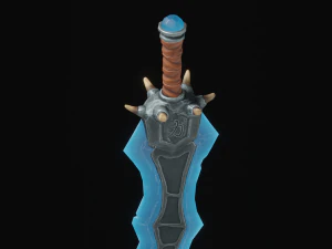 Stylized Crystal Sword with Oni bones PBR low-poly game ready model 3D Model