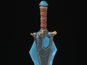 Stylized Crystal Sword with Oni bones PBR low-poly game ready model 3D Model