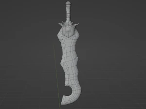 Stylized Crystal Sword with Oni bones PBR low-poly game ready model 3D Model
