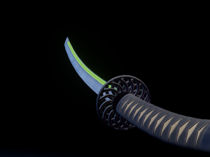 Stylized Katana Asset with five skins low poly game ready 3D Model