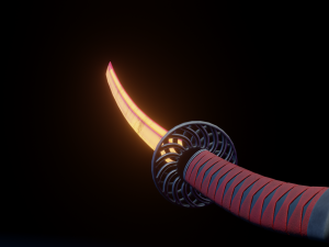 Stylized Katana Asset with five skins low poly game ready 3D Model