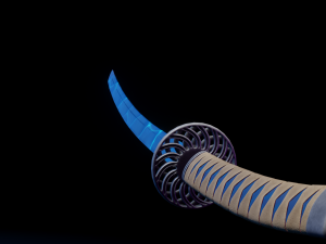 Stylized Katana Asset with five skins low poly game ready 3D Model