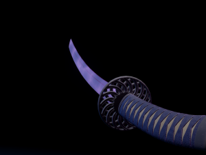 Stylized Katana Asset with five skins low poly game ready 3D Model