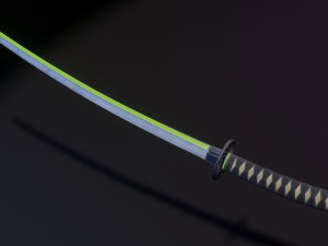 Stylized Katana Asset with five skins low poly game ready 3D Model