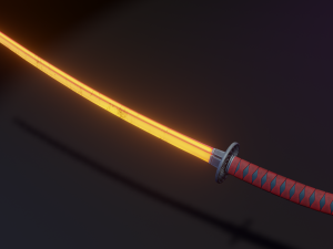 Stylized Katana Asset with five skins low poly game ready 3D Model
