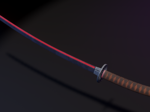 Stylized Katana Asset with five skins low poly game ready 3D Model