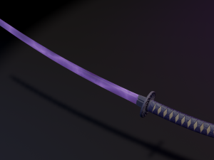 Stylized Katana Asset with five skins low poly game ready 3D Model
