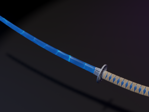 Stylized Katana Asset with five skins low poly game ready 3D Model