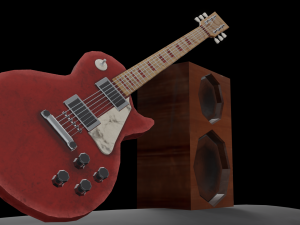 Kombi with Guitar on the roof low poly Modelo 3D