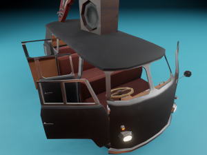 Kombi with Guitar on the roof low poly Modelo 3D