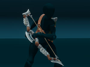 Fantasy Wooden bow with armor blades and stylized quiver Modelo 3D