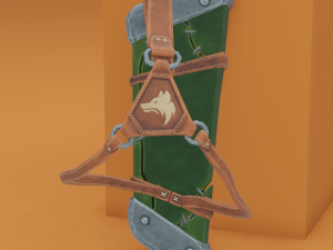 Fantasy Wooden bow with armor blades and stylized quiver Modelo 3D