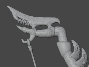 Fantasy Wooden bow with armor blades and stylized quiver Modelo 3D