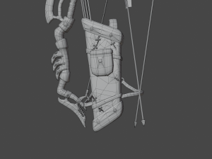 Fantasy Wooden bow with armor blades and stylized quiver Modelo 3D