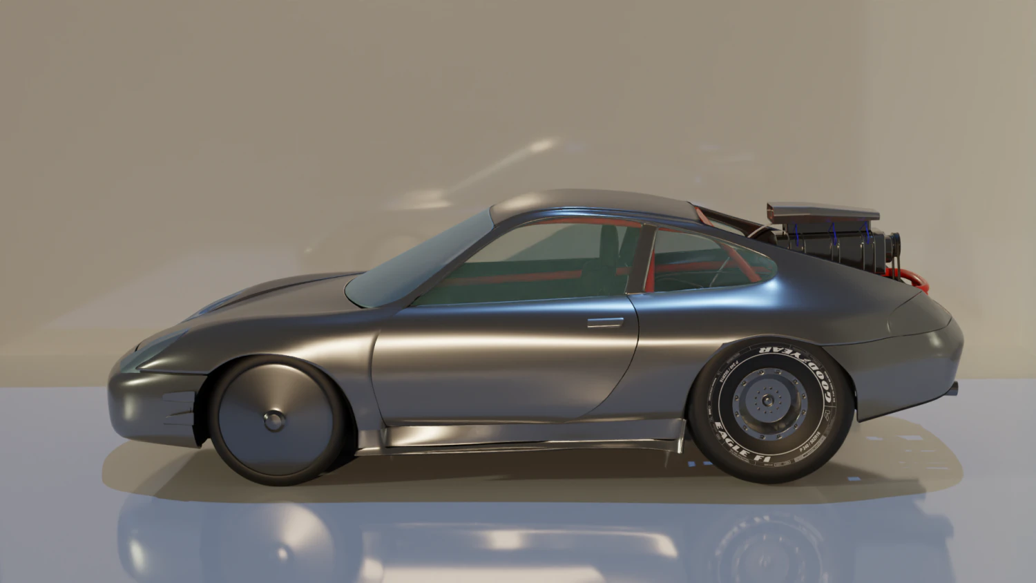Porshe 911 Dragster 3D Model .c4d .max .obj .3ds .fbx .stl .blend
