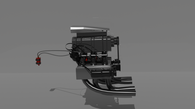 Engine from Porshe 911 Dragster 3D Model .c4d .max .obj .3ds .fbx .stl .blend 