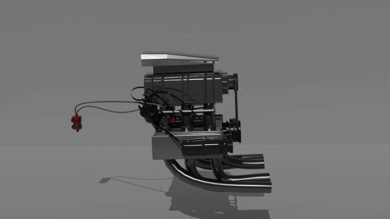 Engine from Porshe 911 Dragster 3D Model .c4d .max .obj .3ds .fbx .stl .blend