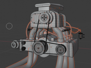 Engine from Porshe 911 Dragster 3D Model