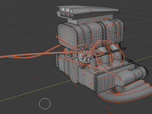 Engine from Porshe 911 Dragster 3D Model